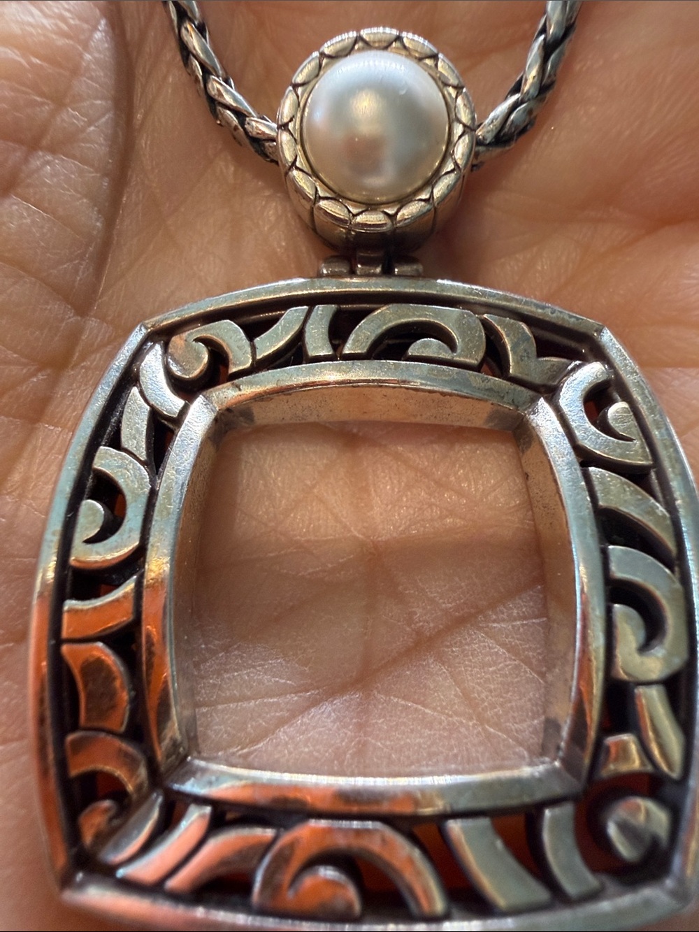 Title:
Brighton Cascade Cuadra Pearl Drop Square Pendant Necklace  JMO175